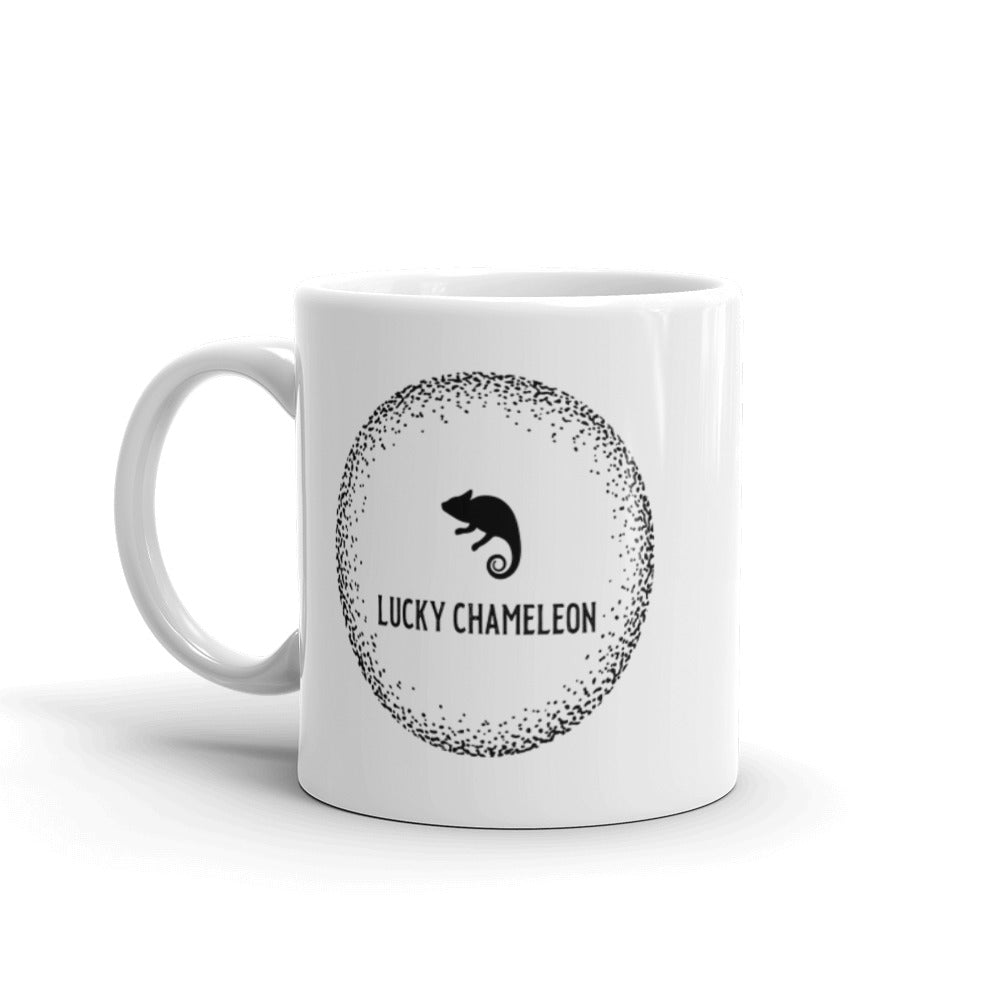 White glossy mug - Lucky Chameleon